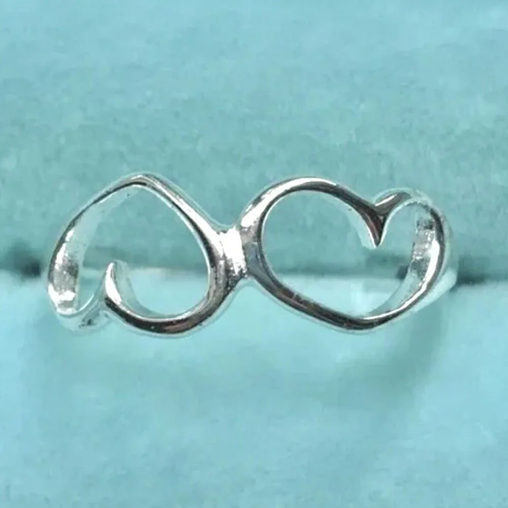 Sterling Silver Toe Ring Double Heart Pinky Child Size 3.75 Small Thailand 925